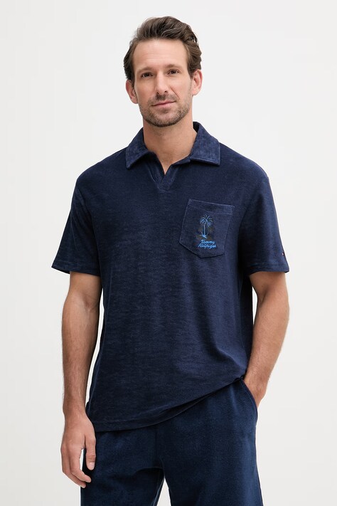 Tommy Hilfiger πόλο ανδρικό με βαμβάκι SUMMER μπλε MW0MW42773