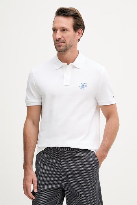 Tommy Hilfiger polo pánské bavlněné SUMMER bílé MW0MW43046