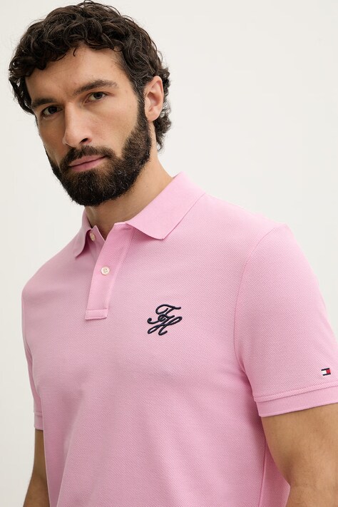 Tommy Hilfiger polo męskie bawełniane SUMMER różowe MW0MW43046