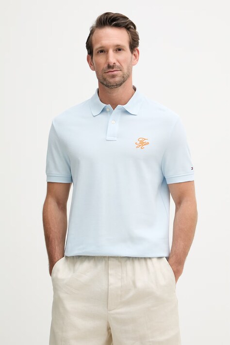 Tommy Hilfiger polo męskie bawełniane SUMMER niebieskie MW0MW43046