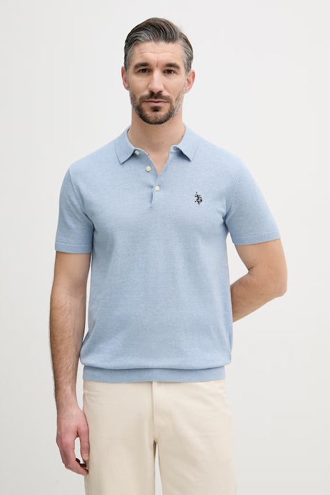 U.S. Polo Assn. polo męskie bawełniane COMBED SS niebieskie MUP3709