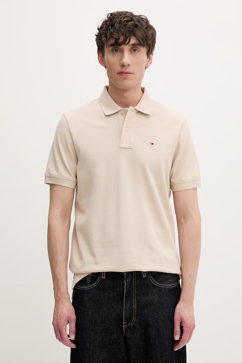 Tommy Jeans polo męskie bawełniane beżowe DM0DM22711