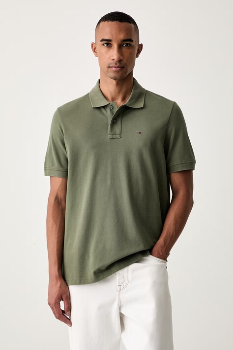 Tommy Jeans polo pánské bavlněné zelené DM0DM22711