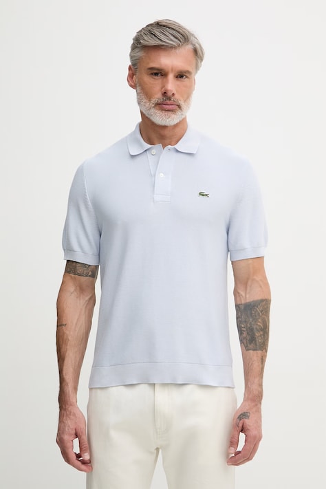Lacoste polo męskie bawełniane niebieskie AH1043