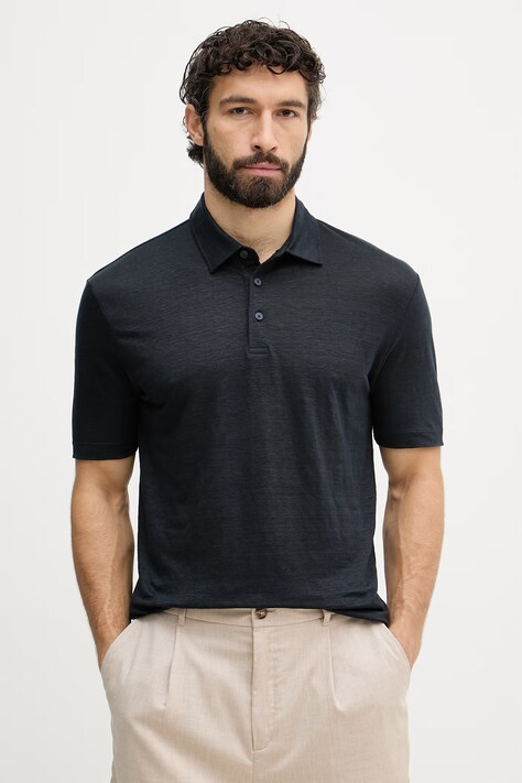 BOSS polo da uomo in lino BOSS X DAVID BECKHAM blu navy 50560534