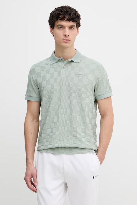 BOSS Green Tip polo majica moška bombažna BOSS X PORSCHE zelena 50559802
