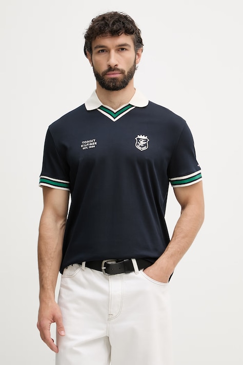 Tommy Hilfiger polo męskie bawełniane granatowe MW0MW42830
