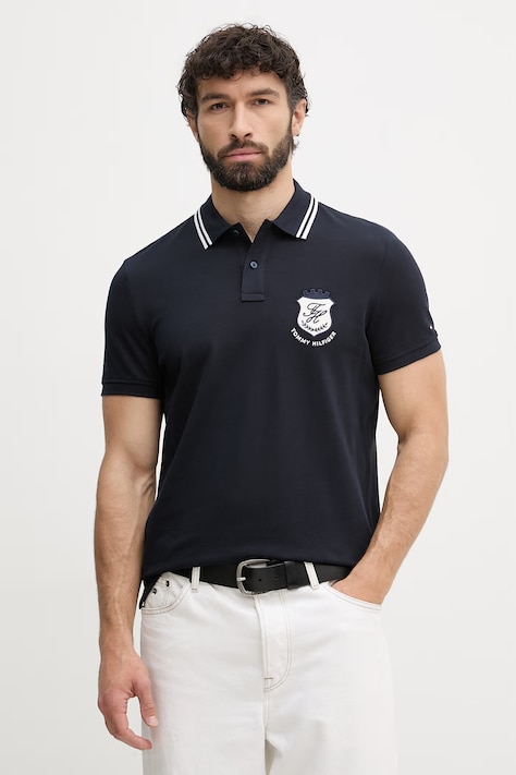 Tommy Hilfiger polo męskie z bawełną granatowe MW0MW43061