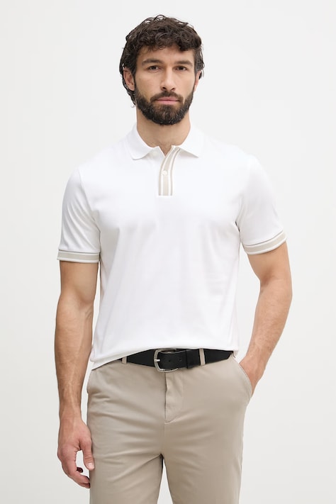 BOSS polo bărbați bumbac Parlay 238 alb 50559668