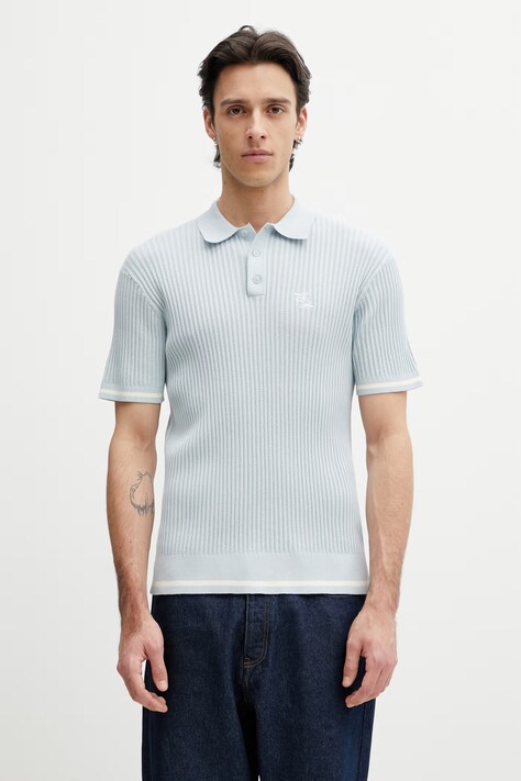 Filling Pieces Fine Knit polo bawełniane męskie niebieskie 412670500302.294