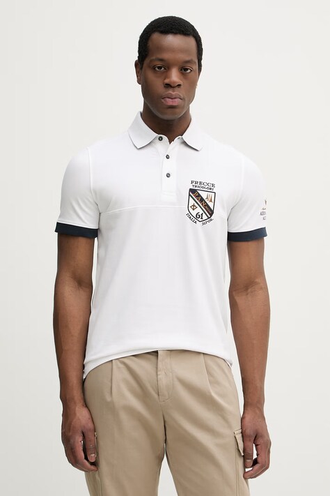 Aeronautica Militare polo męski kolor biały z aplikacją PO1915UP00191