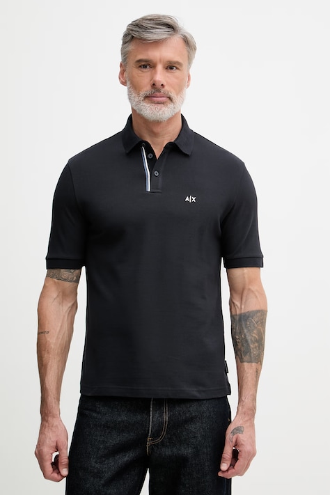 Armani Exchange polo męskie bawełniane granatowe AF10366