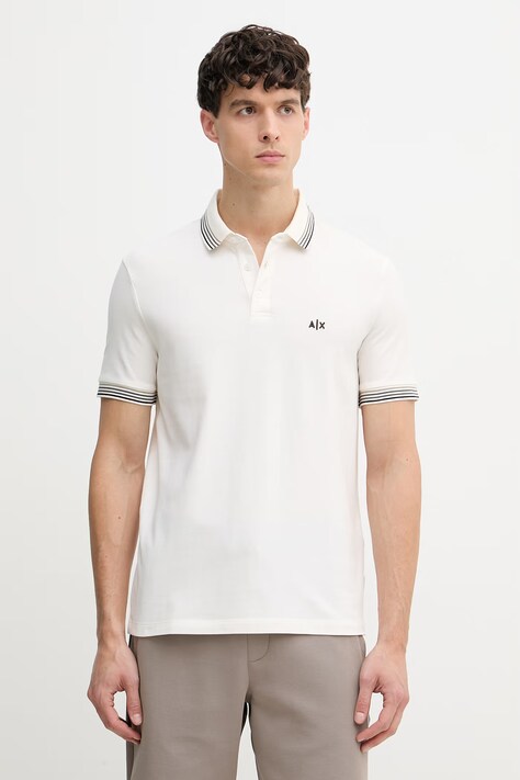 Armani Exchange polo męskie bawełniane beżowe XM002326 AF13026