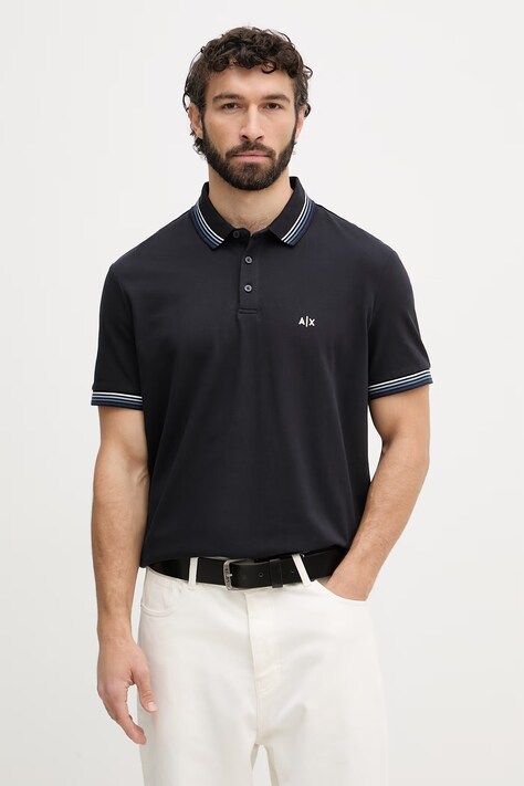 Armani Exchange polo męskie bawełniane czarne XM002326 AF13026