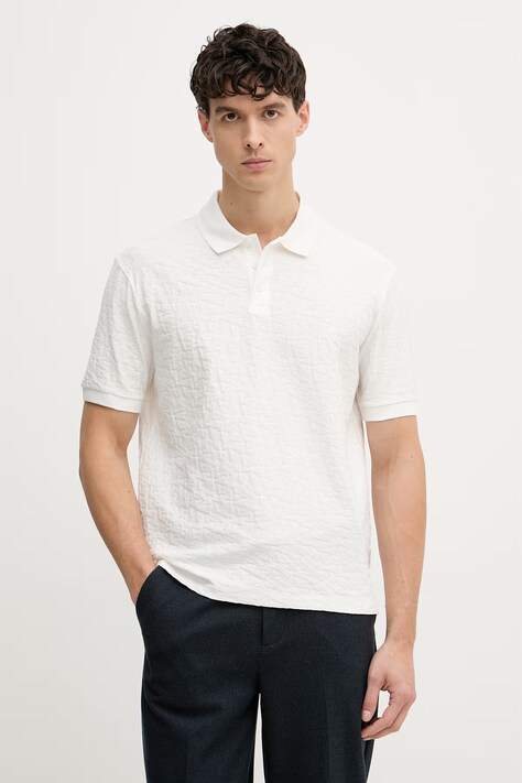 Armani Exchange polo męskie bawełniane beżowe XM002346 AF10337