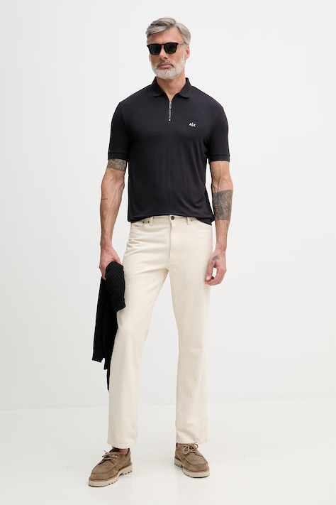 Armani Exchange тениска с яка мъжка черна XM002372 AF21936