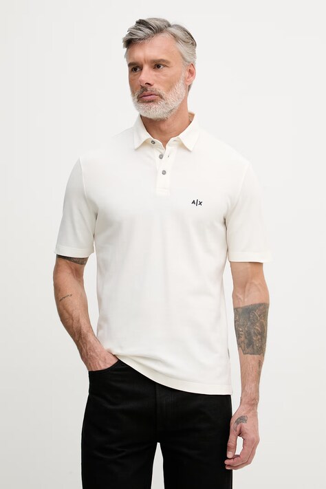 Armani Exchange polo tričko pánske bavlnené béžové XM002408 AF13055