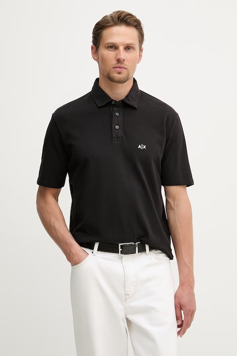 Armani Exchange polo bărbați din bumbac negru XM002408