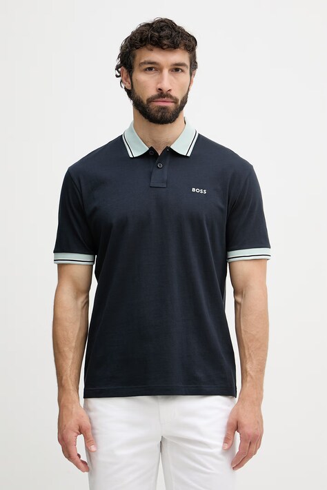 BOSS Orange polo tričko pánske bavlnené tmavomodré 50561815