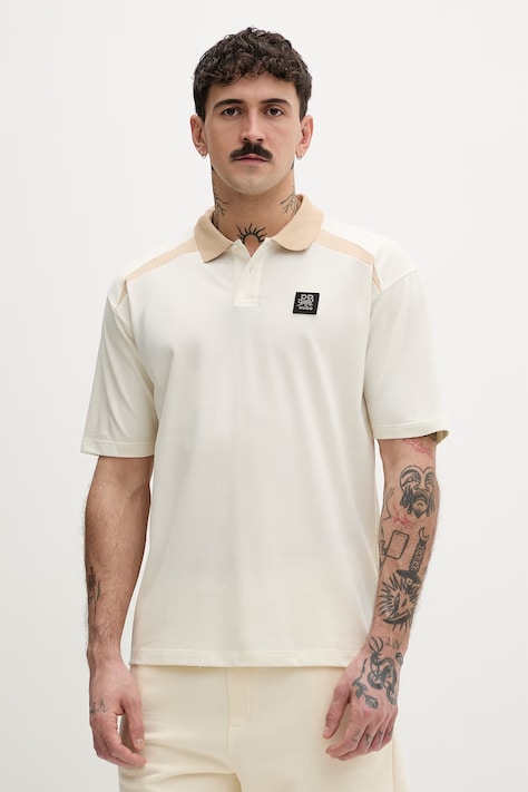 HUGO t-shirt męski bawełniany z elastanem Dunios_RB beżowy 50559650