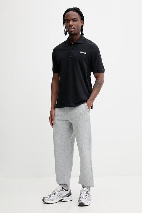 Napapijri polo bawełniane SMALL BOX męski kolor czarny z nadrukiem NP0A88TQ9411