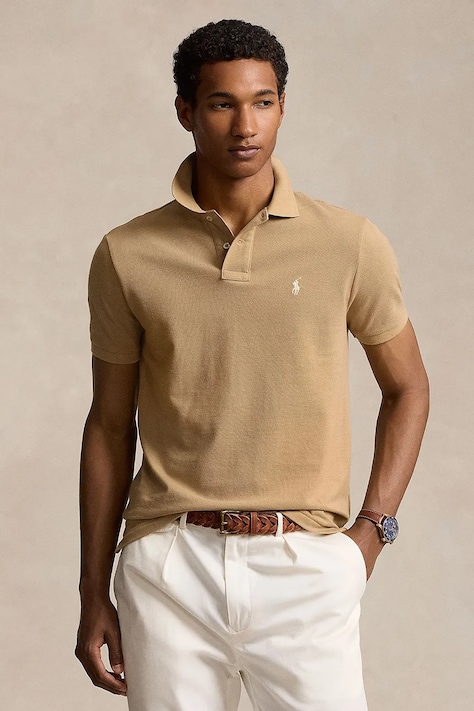 Polo Ralph Lauren polo bawełniane SS KC CLASSIC męski kolor beżowy gładki 710534735379