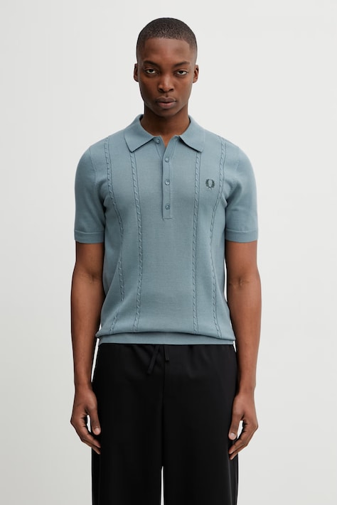 Fred Perry polo z dodatkiem wełny męski kolor niebieski gładki K2308
