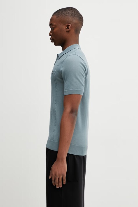 Fred Perry polo z dodatkiem wełny męski kolor niebieski gładki K2308