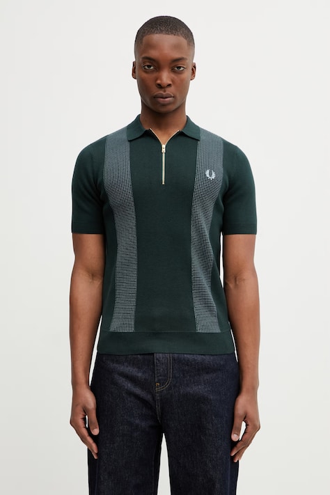 Fred Perry polo męski kolor zielony z aplikacją K2310