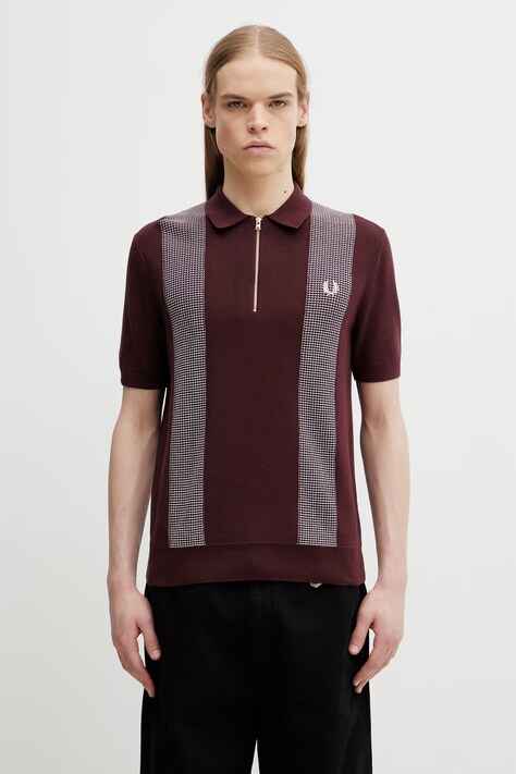 Fred Perry polo męski kolor bordowy z aplikacją K2310