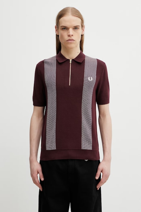 Polo tričko Fred Perry pánské, vínová barva, s aplikací, K2310