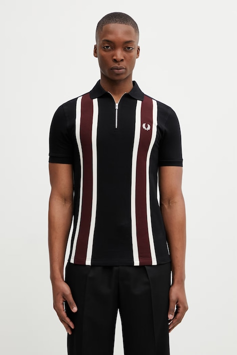 Fred Perry cotton polo shirt black color patterned M2420