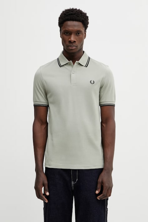 Fred Perry polo bawełniane męski kolor zielony gładki M3600.S23