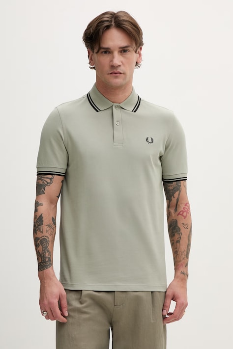 Fred Perry polo bawełniane męski kolor zielony gładki M3600.S23