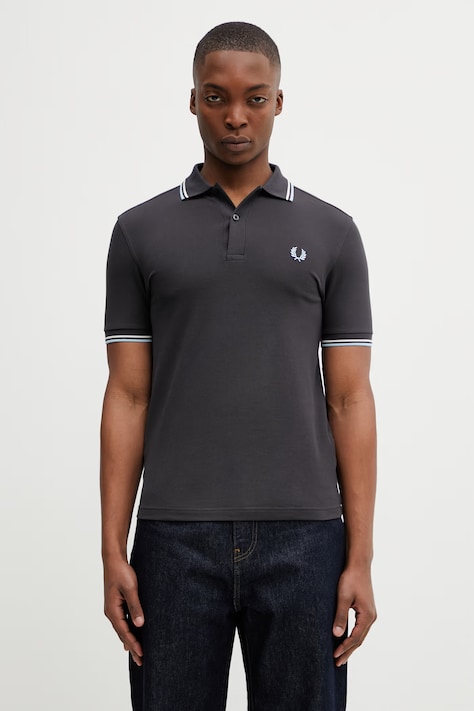 Fred Perry polo bawełniane męski kolor szary gładki M3600.09B