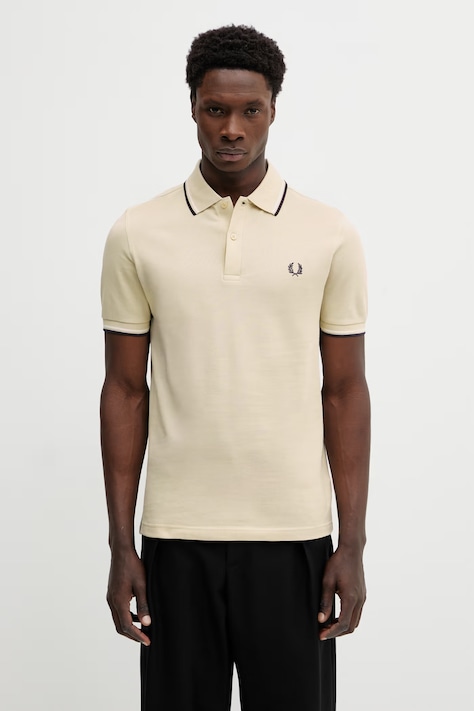 Fred Perry polo bawełniane męski kolor beżowy gładki M3600.12B