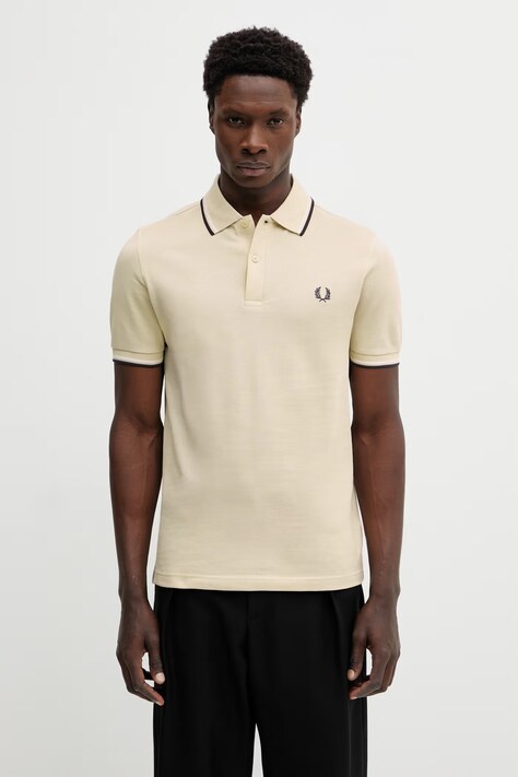 Fred Perry polo bawełniane męski kolor beżowy gładki M3600.12B