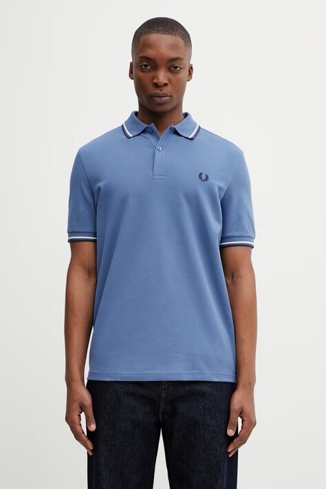 Fred Perry polo bawełniane męski kolor niebieski gładki M3600.89A