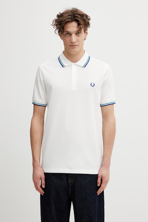 Bavlnené polo tričko Fred Perry biela farba, jednofarebné, M3600.94A