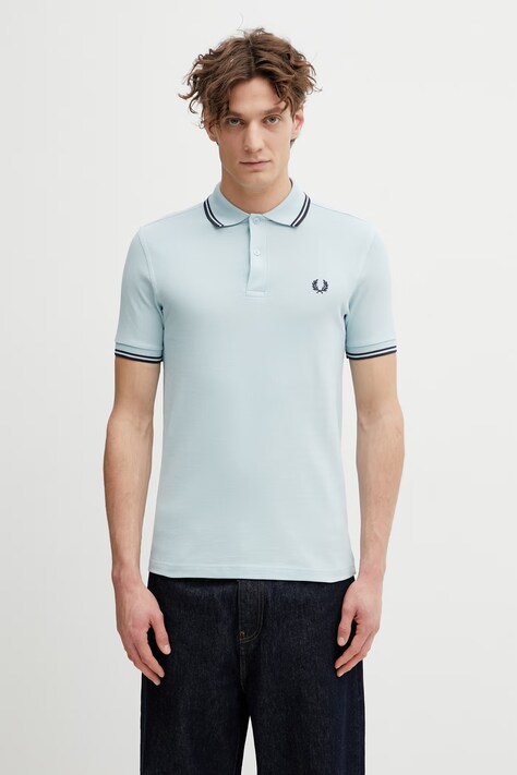 Fred Perry polo bawełniane męski kolor turkusowy gładki M3600.97A
