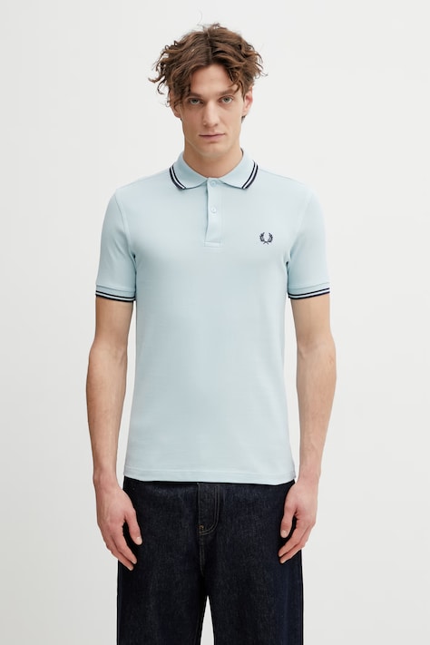 Fred Perry polo bawełniane męski kolor turkusowy gładki M3600.97A