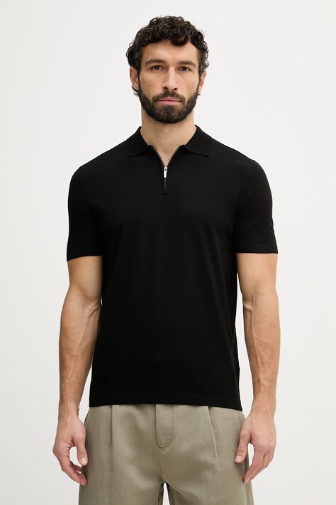 Guess polo tričko pánske z viskózy KADIR čierne M6RR15 Z4442