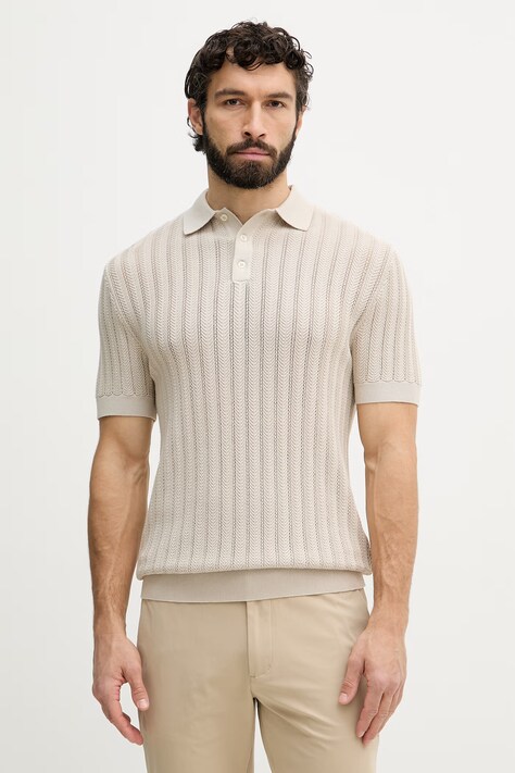 Guess polo męskie z wiskozą LONNY beżowe M6GR05 Z0558