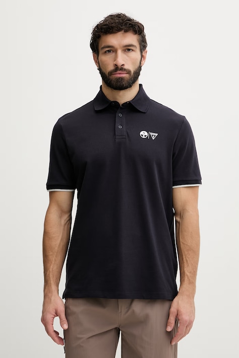 Guess t-shirt męski bawełniany z elastanem x North Sails granatowy M6GP47 K3323