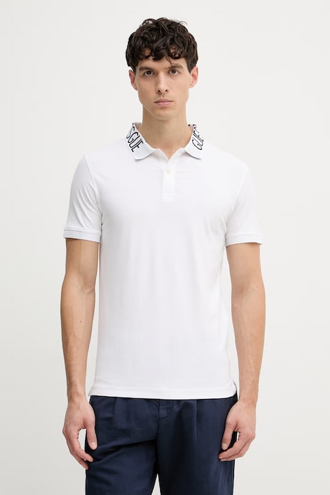 Guess polo męskie bawełniane z elastanem NOLAN białe M6GP66 K3070