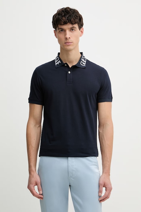 Guess polo męskie bawełniane z elastanem NOLAN granatowe M6GP66 K3070