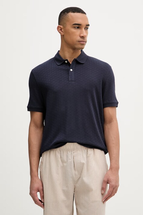 Guess polo męskie z lyocellem granatowy M6GP15 K3083