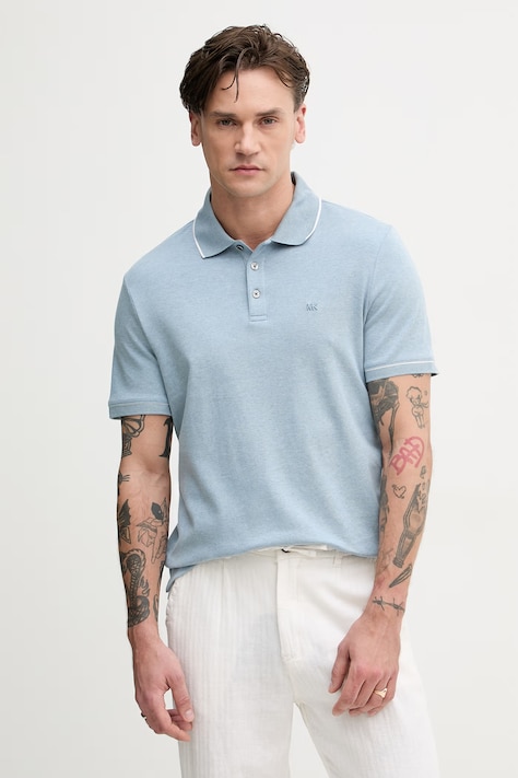 Michael Kors polo męskie bawełniane niebieskie CB952SX20B