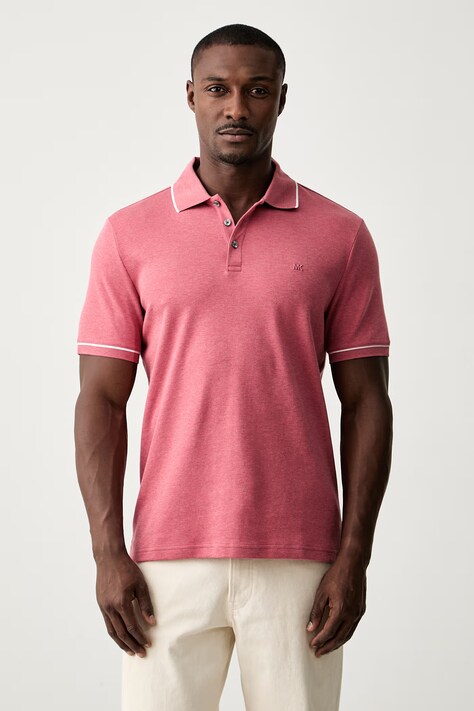 Michael Kors polo męskie bawełniane różowe CR652SX20B