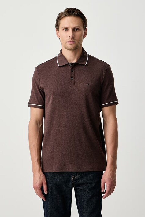 Michael Kors Polo pánské bavlněné hnědé CR652SX20B